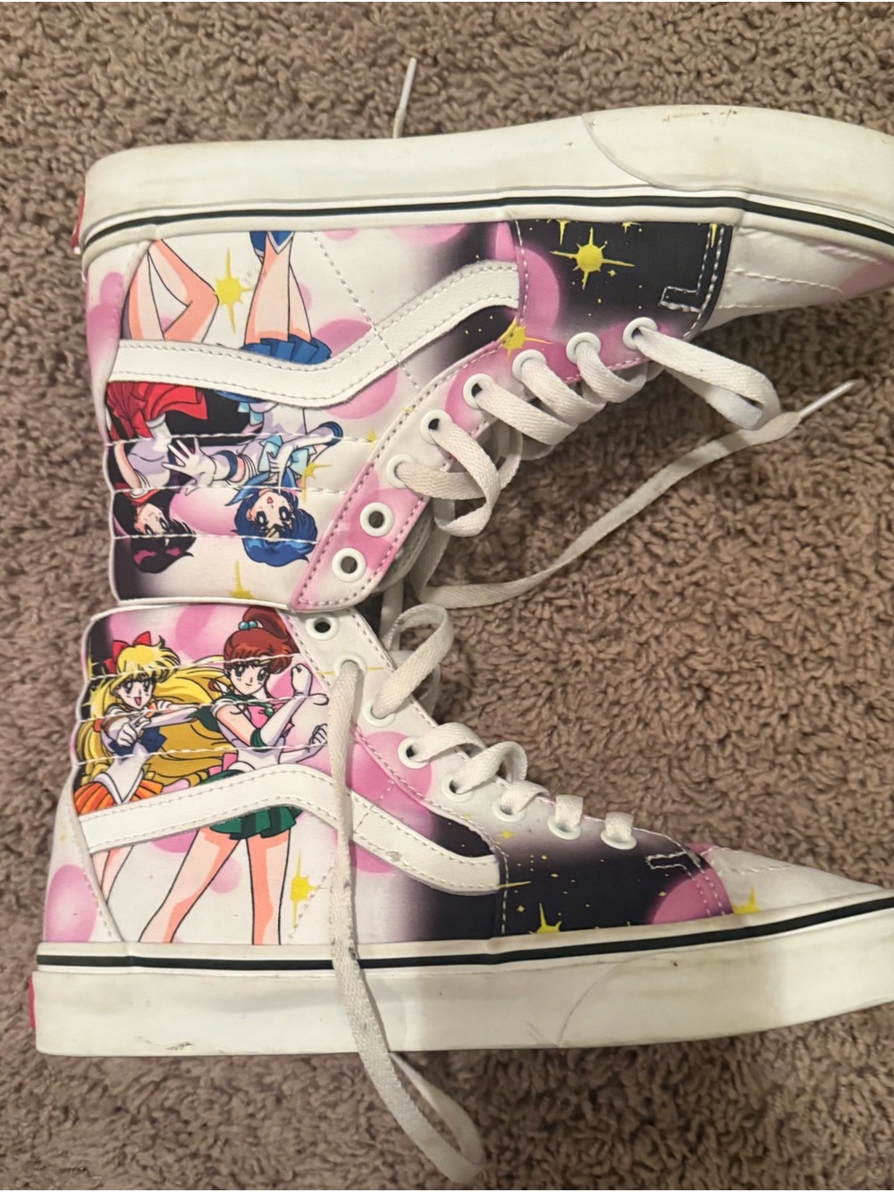 Converse Kids High-Top Sneakers in Pink, White and Black with Sailor Moon Art - Picture 3 of 4